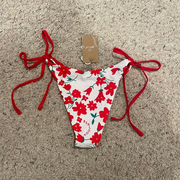 Red and White Floral Reversible Bikini Bottoms - Picture 4 of 6